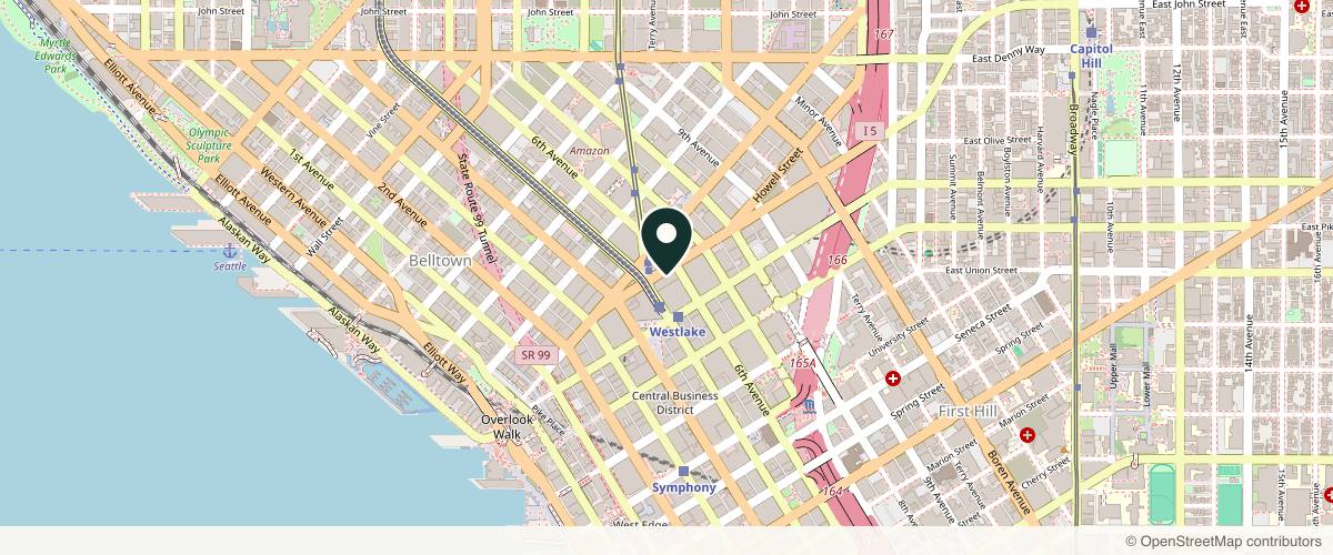 Map showing the exact location of DERMASPACE at 509 Olive Wy #1315, Seattle, WA 98101, USA