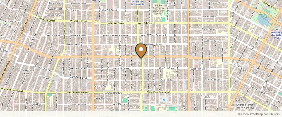 Map showing the exact location of Dermaster Medical Aesthetic Clinic at 3000 W Olympic Blvd #305, Los Angeles, CA 90006, USA