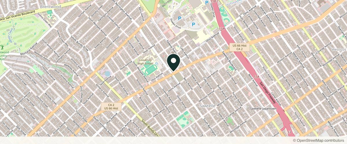 Map showing the exact location of Dermatology & Hair Restoration at 11669 Santa Monica Blvd Ste 110, Los Angeles, CA 90025