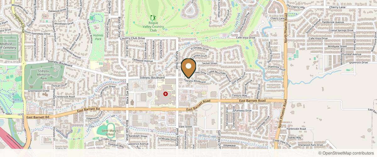 Map showing the exact location of Dermatology & Laser Associates of Medford LLP at 2925 Siskiyou Blvd, Medford, OR 97504, USA
