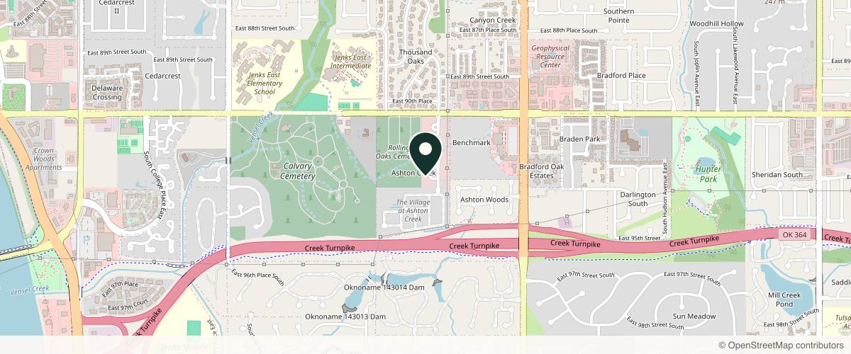 Map showing the exact location of Dermatology & Laser Center of Oklahoma at 9306 S Toledo Ct, Tulsa, OK 74137