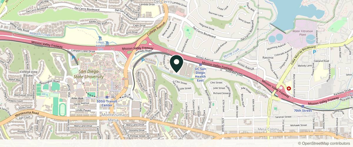 Map showing the exact location of Dermatology & Laser Center of San Diego at 6386 Alvarado Ct #205, San Diego, CA 92120