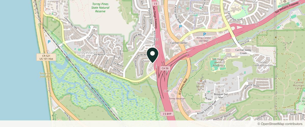 Map showing the exact location of Dermatology & Laser of Del Mar at 12865 Pointe Del Mar Way Unit 160, Del Mar, CA 92014
