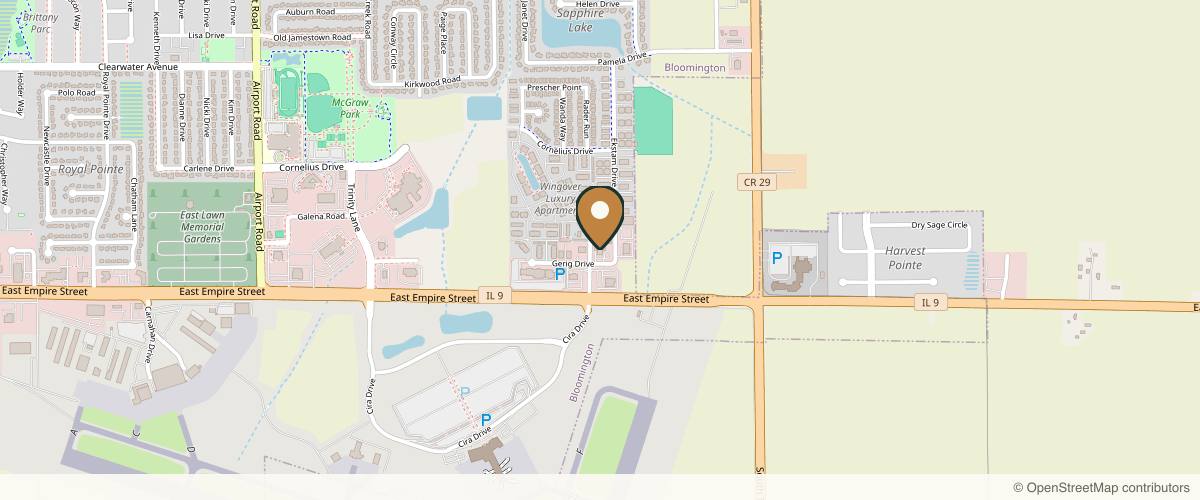 Map showing the exact location of Dermatology & Skin Cancer Center at 3302 Gerig Dr #100, Bloomington, IL 61704, USA