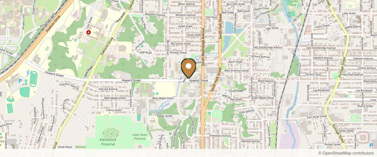 Map showing the exact location of Dermatology & Skin Surgery Center | Kalamazoo at 575 W Crosstown Pkwy, Kalamazoo, MI 49008, USA