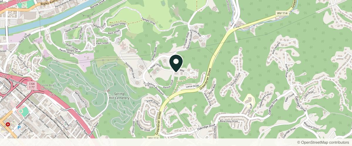 Map showing the exact location of Dermatology Associates & Surgical Center - Charleston at 300 Kenton Dr #2, Charleston, WV 25311, USA