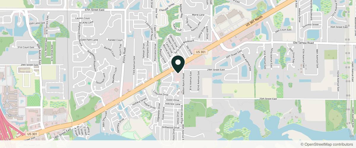 Map showing the exact location of Dermatology Associates Ellenton at 7915 US-301 #107, Ellenton, FL 34222