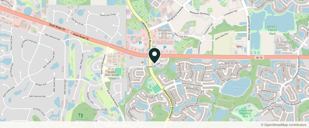 Map showing the exact location of Dermatology Associates Lakewood at 11505 Palmbrush Trail #220, Lakewood Ranch, FL 34202