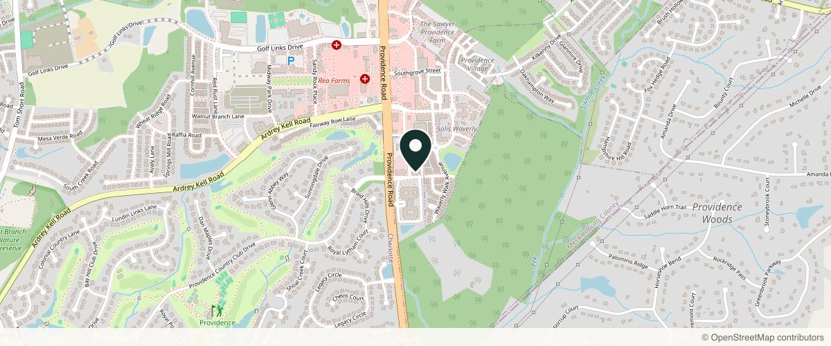 Map showing the exact location of Dermatology Care of Charlotte at 11835 Southmore Dr Ste 203, Charlotte, NC 28277