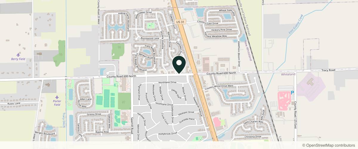 Map showing the exact location of Dermatology Center of Southern Indiana at 340 Tracy Rd, New Whiteland, IN 46184