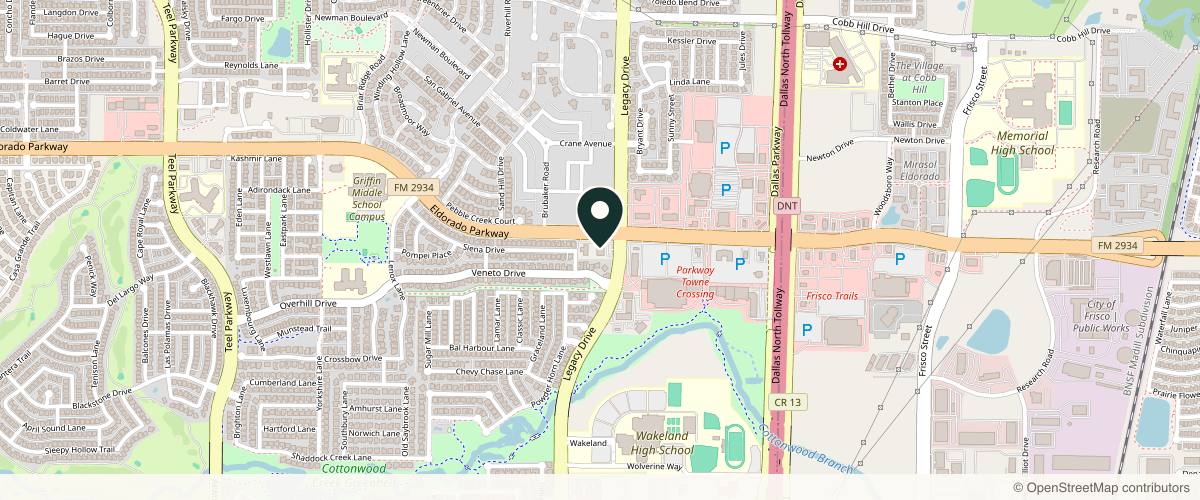 Map showing the exact location of Dermatology Consultants of Frisco at 4685 Eldorado Pkwy #100, Frisco, TX 75034