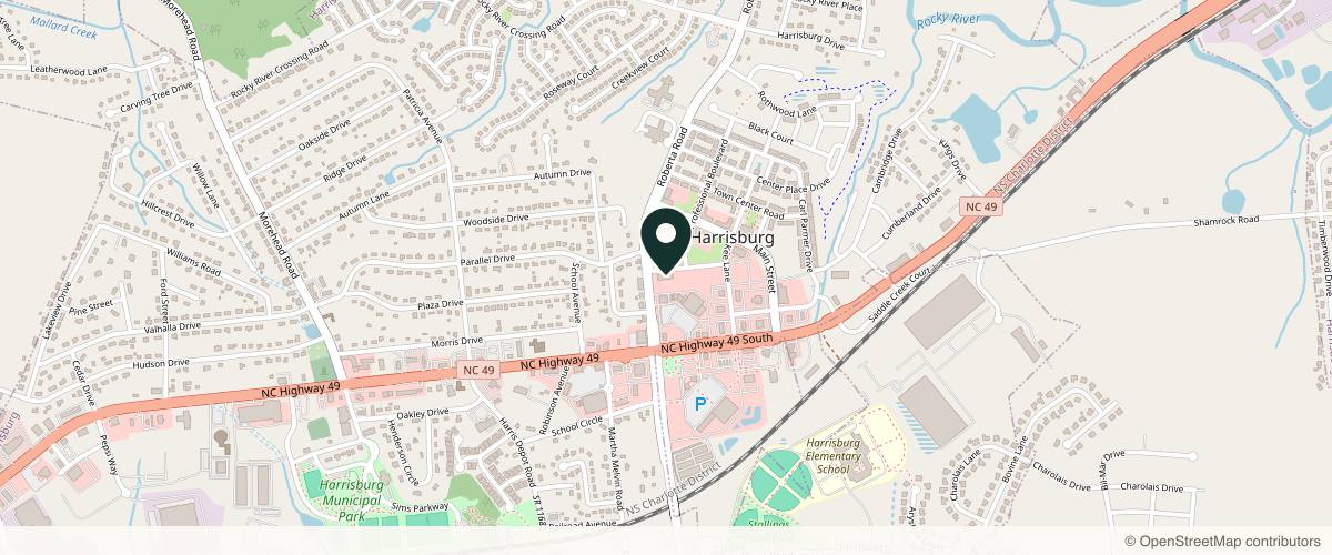 Map showing the exact location of Dermatology Group of the Carolinas - Harrisburg at 4315 Physicians Blvd Ste 200, Harrisburg, NC 28075