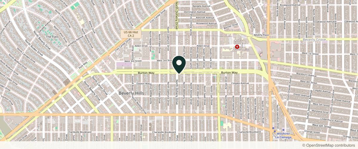 Map showing the exact location of Dermatology Institute of Southern California at 9090 Burton Wy, Beverly Hills, CA 90211