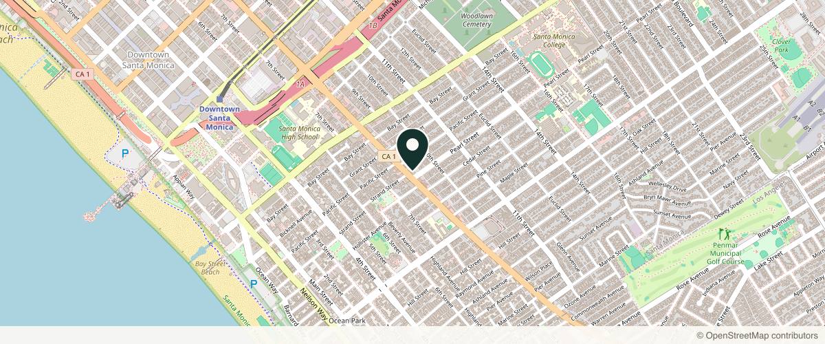 Map showing the exact location of Dermatology Institute of Southern California at 2221 Lincoln Blvd, Santa Monica, CA 90405