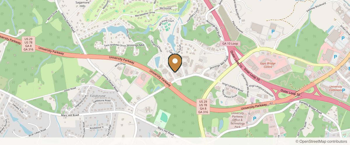 Map showing the exact location of Dermatology of Athens at 1220 Langford Drive Bldg 100, Watkinsville, GA 30677, USA