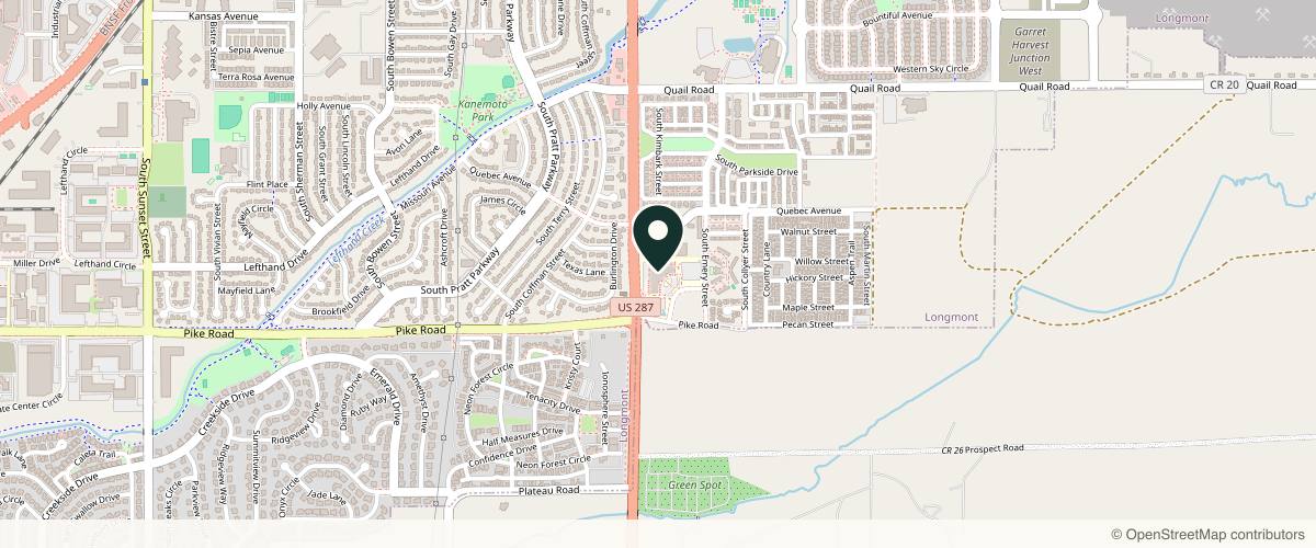 Map showing the exact location of Dermatology of the Rockies at 1551 Professional Lane Ste 135, Longmont, CO 80501, USA