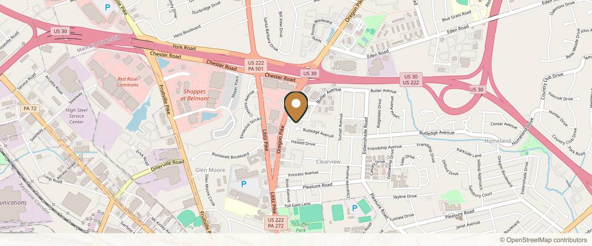 Map showing the exact location of Dermatology Physicians Laser & Skincare Center at 1613 Oregon Pike, Lancaster, PA 17601, USA