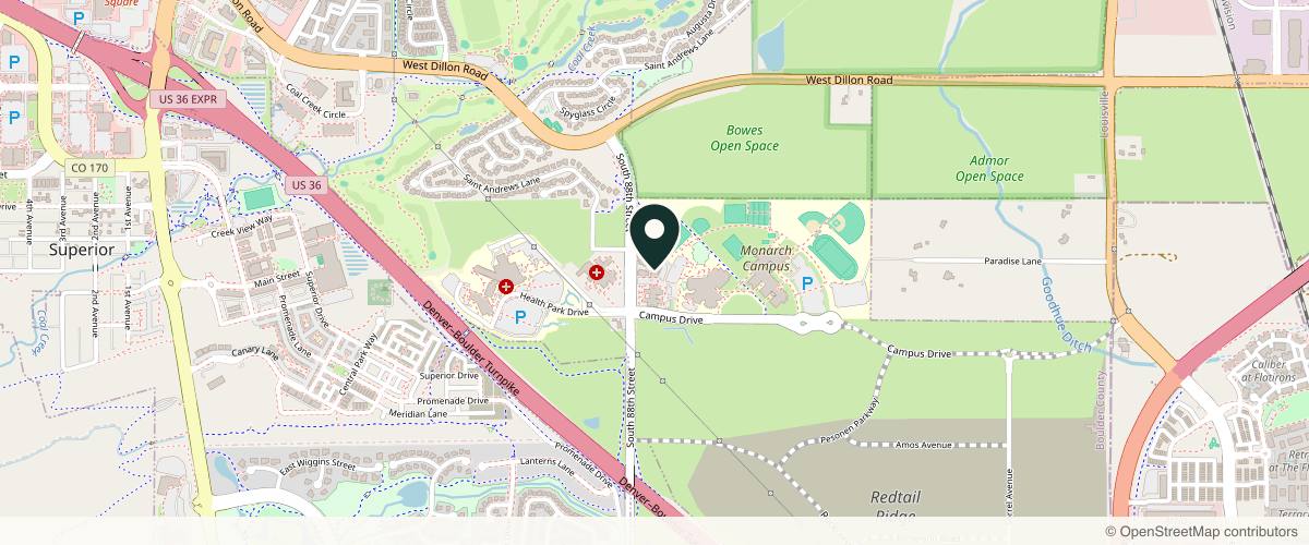 Map showing the exact location of Dermatology Specialists - Louisville at 1056 S 88th St, Louisville, CO 80027