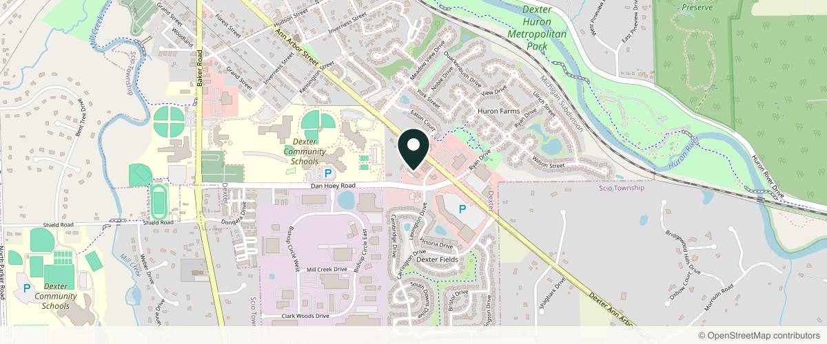 Map showing the exact location of Dermatology Specialists of Dexter at 7200 Dan Hoey Rd Ste A, Dexter, MI 48130