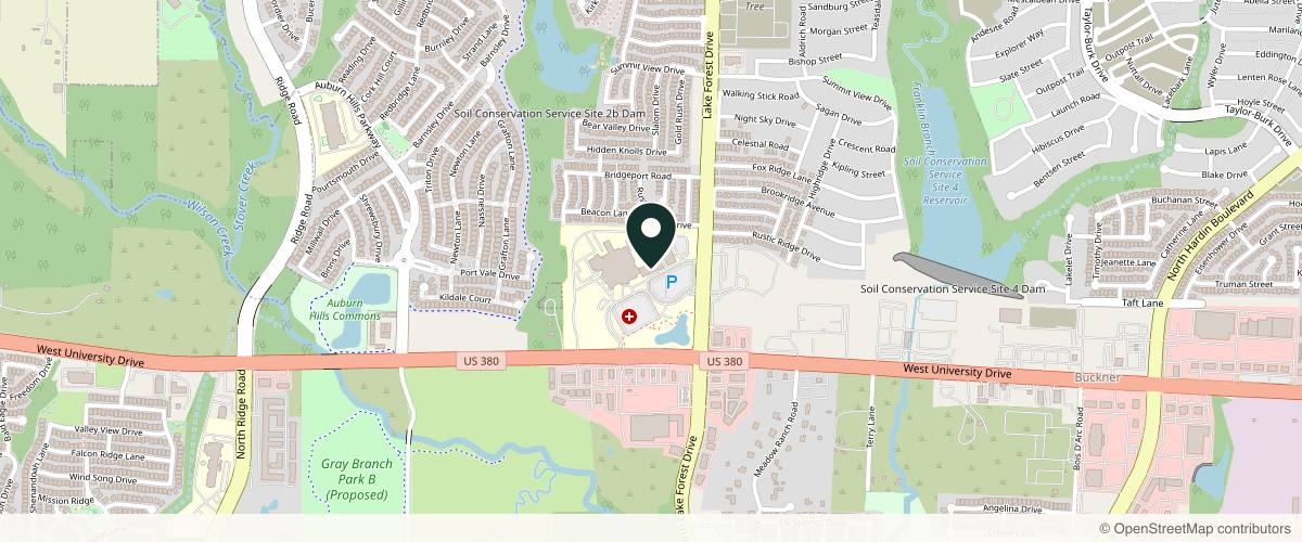 Map showing the exact location of Dermatology Specialists of McKinney - Dr. Jonathan D. Richey, DO (Official) at Physician Office Bldg I, 5236 W University Dr Ste 2200, McKinney, TX 75071
