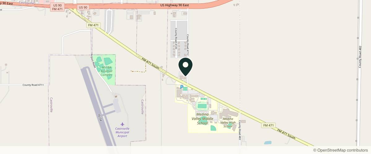 Map showing the exact location of Dermatology Specialists of San Antonio - Castroville at Medina Specialty Clinic, 360 CR 4712, Castroville, TX 78009
