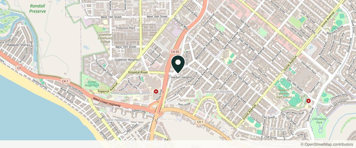 Map showing the exact location of dermclúb at 400 Westminster Ave Ste 1, Newport Beach, CA 92663, USA