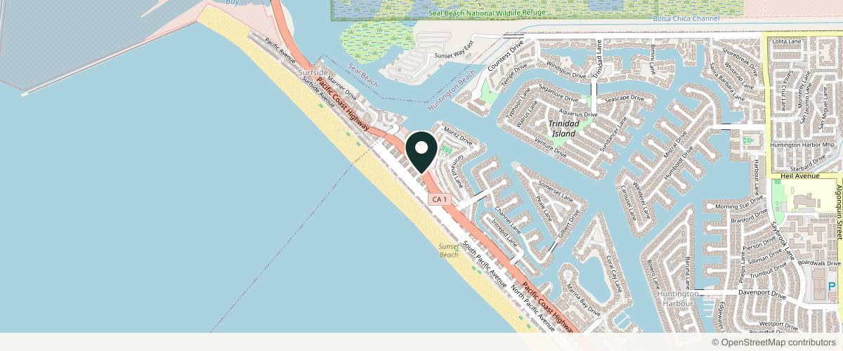 Map showing the exact location of DermFx at 16501 Pacific Coast Hwy, Sunset Beach, CA 90742, USA