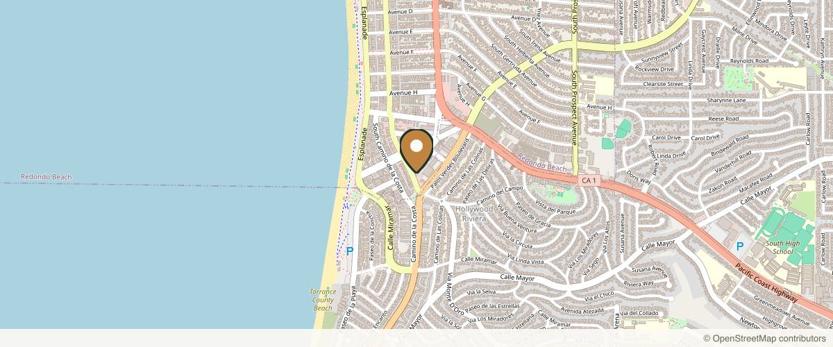 Map showing the exact location of DermFx at 1870 S Elena Ave, Redondo Beach, CA 90277, USA