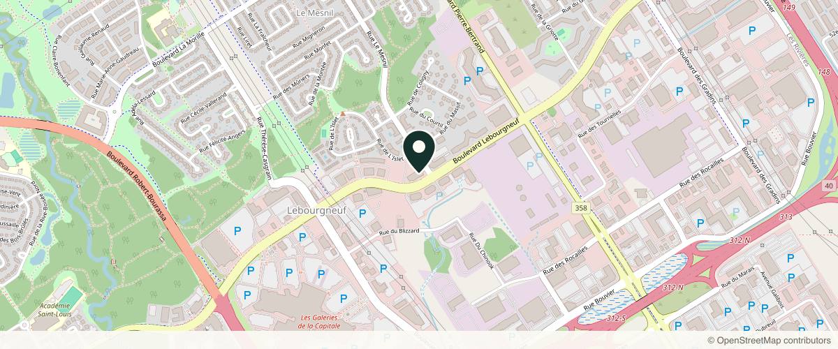 Map showing the exact location of Dermka Clinic Quebec (Sainte-Foy) at 1170 Bd Lebourgneuf suite # 315, Québec, QC G2K 2E3, Canada