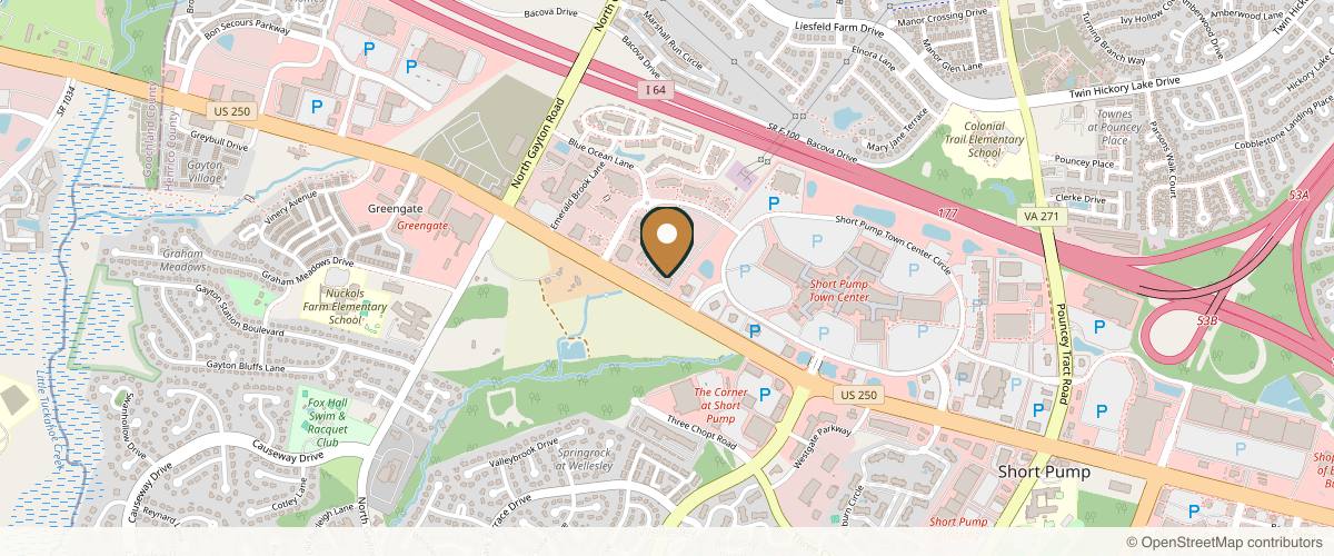 Map showing the exact location of Dermlounge at 11934 W Broad St Ste 110, Richmond, VA 23233, USA