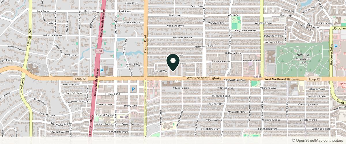 Map showing the exact location of DermSpa Dallas at 6211 W Northwest Hwy c261, Dallas, TX 75225, USA
