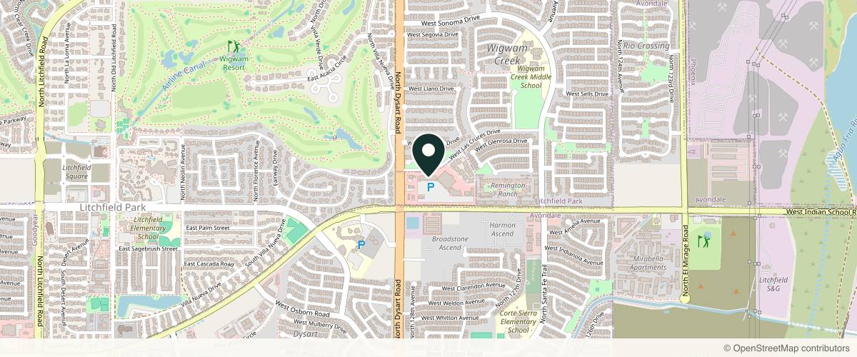 Map showing the exact location of Desert Reign Medspa at 13000 W Indian School Rd A-2, Litchfield Park, AZ 85340, USA