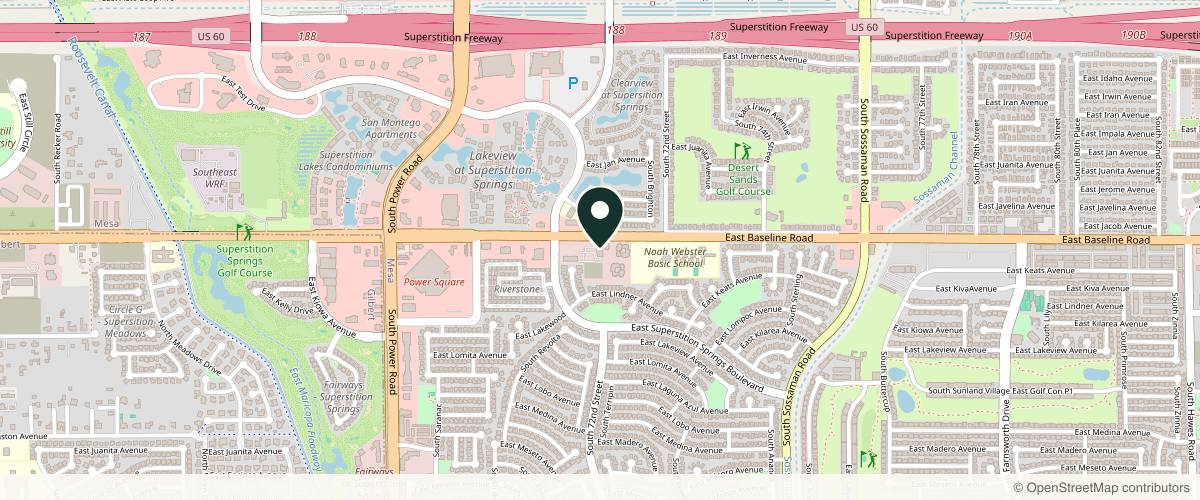 Map showing the exact location of Desert Sky Dermatology - Dermatologist in Mesa AZ at 7205 E Baseline Rd, Mesa, AZ 85209, USA