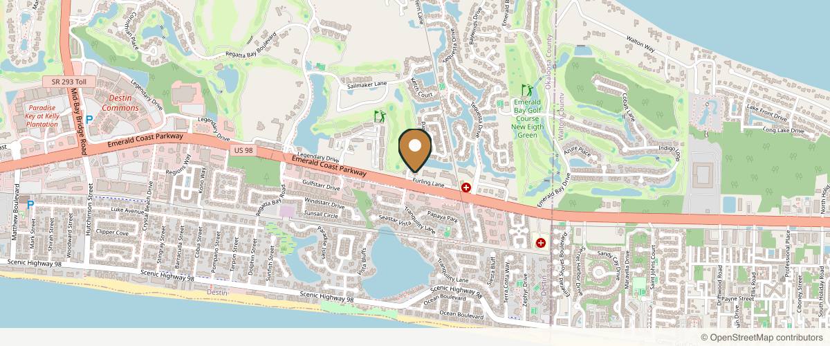 Map showing the exact location of Destin Plastic Surgery at 4485 Furling Ln, Destin, FL 32541, USA