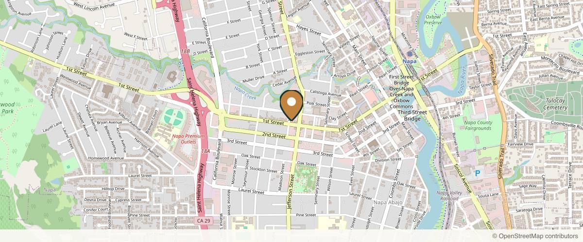 Map showing the exact location of Destination Aesthetics Medical Spa - Napa at 1834 1st St, Napa, CA 94559, USA