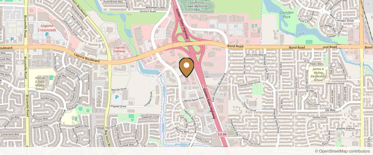 Map showing the exact location of Destination Aesthetics Medical Spa at 9299 Laguna Springs Dr Ste 110 Suite #110, Elk Grove, CA 95758, USA