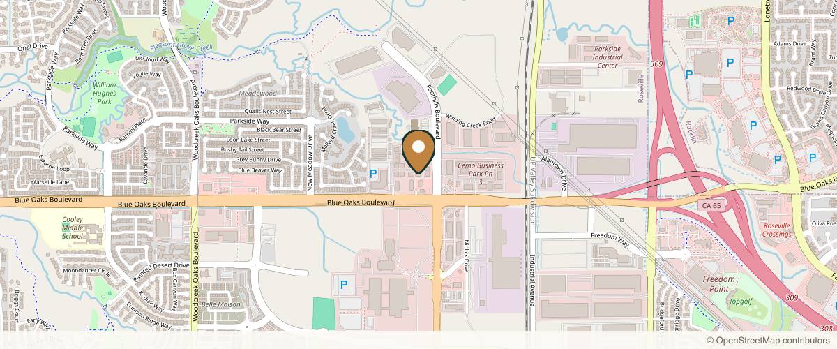 Map showing the exact location of Destination Aesthetics Medical Spa at 10006 Foothills Blvd, Roseville, CA 95747, USA