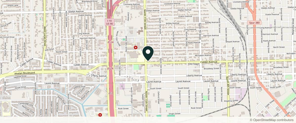 Map showing the exact location of Dharma Wellness MedSpa at 2684 Calder Ave, Beaumont, TX 77702, USA