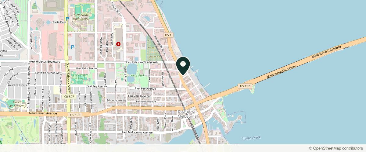 Map showing the exact location of Diaz Plastic Surgery Specialists: Michael Diaz, MD at 1513 S Harbor City Blvd, Melbourne, FL 32901, USA