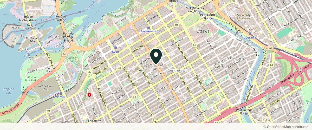 Map showing the exact location of Dilaani Medical Aesthetics & Head Spa at 224 Bank St, Ottawa, ON K2P 1W9, Canada