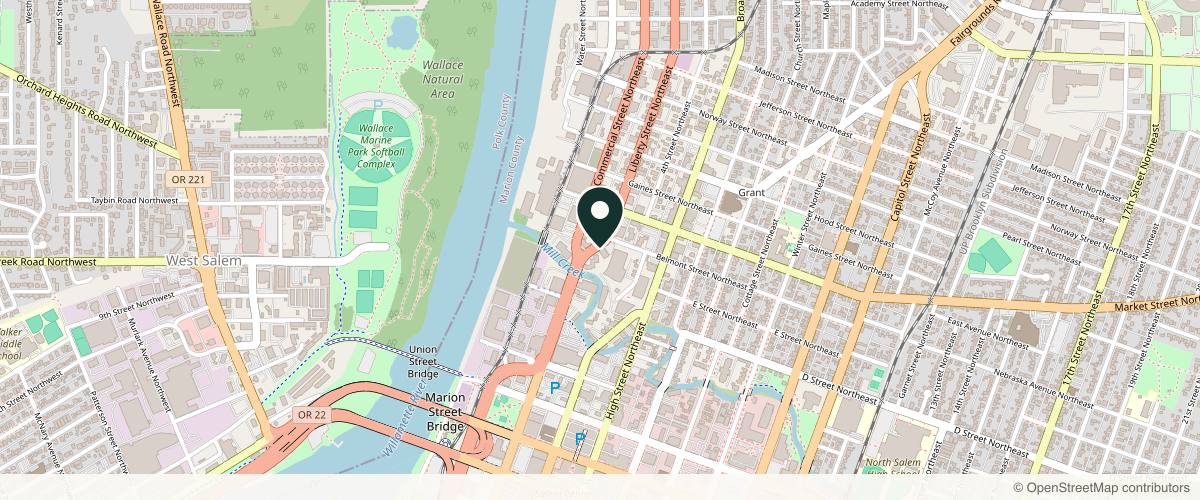 Map showing the exact location of Divine Wellness & Aesthetics at 1018 Liberty St NE, Salem, OR 97301, USA