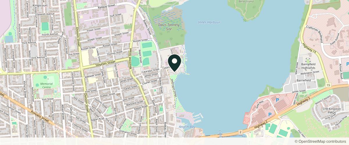 Map showing the exact location of Dolce Bella Spa on the Rideau at 8 Cataraqui St, Kingston, ON K7K 1Z7, Canada