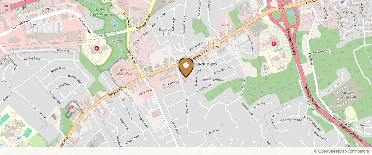 Map showing the exact location of Dolce Medical Spa at 120 Huxley Rd #102, Knoxville, TN 37922, USA