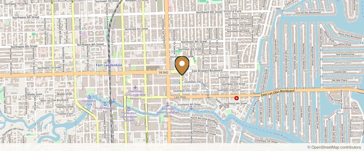 Map showing the exact location of Dolce Medical Spa Las Olas | Facial | Skin Tightening | Microneedling at 800 E Broward Blvd #403, Fort Lauderdale, FL 33301, USA