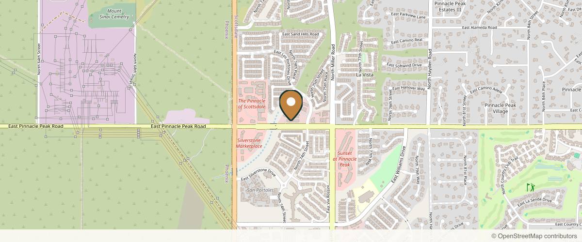 Map showing the exact location of Dolce Medical Spa at 7400 E Pinnacle Peak Rd Ste 206, Scottsdale, AZ 85255, USA