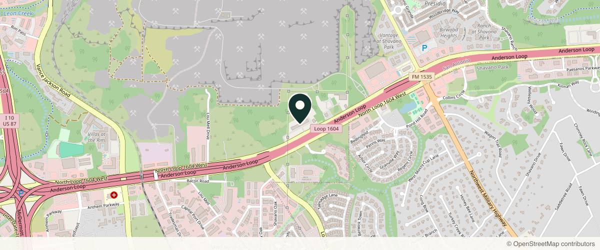 Map showing the exact location of Dominion Health Aesthetics & Wellness at 4553 N Loop 1604 W Ste 1119, San Antonio, TX 78249, USA