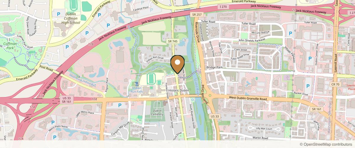 Map showing the exact location of Donaldson Plastic Surgery & Aesthetic Solutions at 92 N High St Suite 260, Dublin, OH 43017, USA