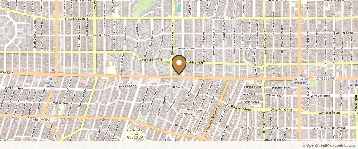 Map showing the exact location of Double J Medical Aesthetics and Hair Clinic at 4465 Wilshire Blvd #204, Los Angeles, CA 90010, USA