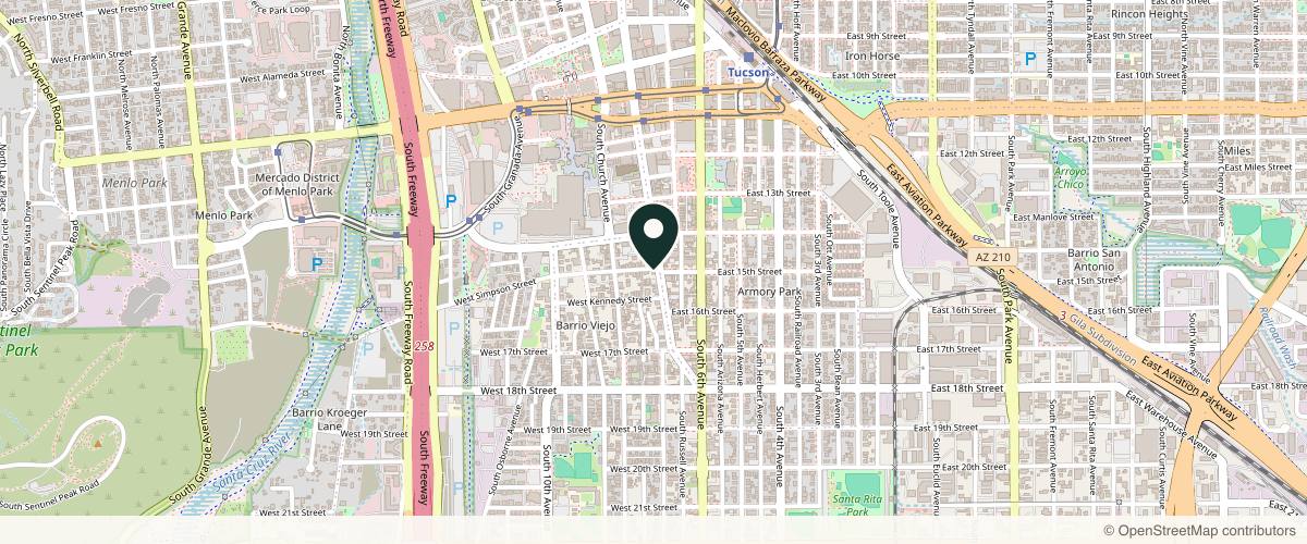 Map showing the exact location of Downtown Faces at 428 S Stone Ave, Tucson, AZ 85701, USA