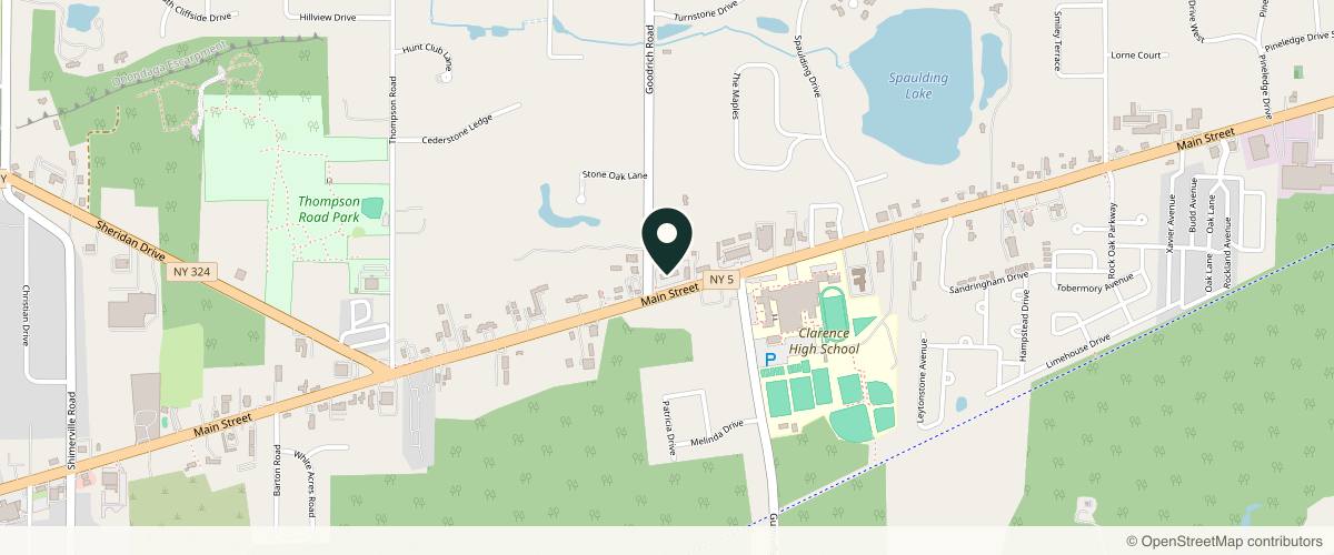 Map showing the exact location of Dr. Buffalo at 9500 Main St #400, Clarence, NY 14031, USA